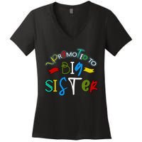 Promoted To Big Sister Est 2025 Funny First Time New Sister Women's V-Neck T-Shirt