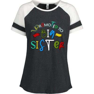 Promoted To Big Sister Est 2025 Funny First Time New Sister Enza Ladies Jersey Colorblock Tee