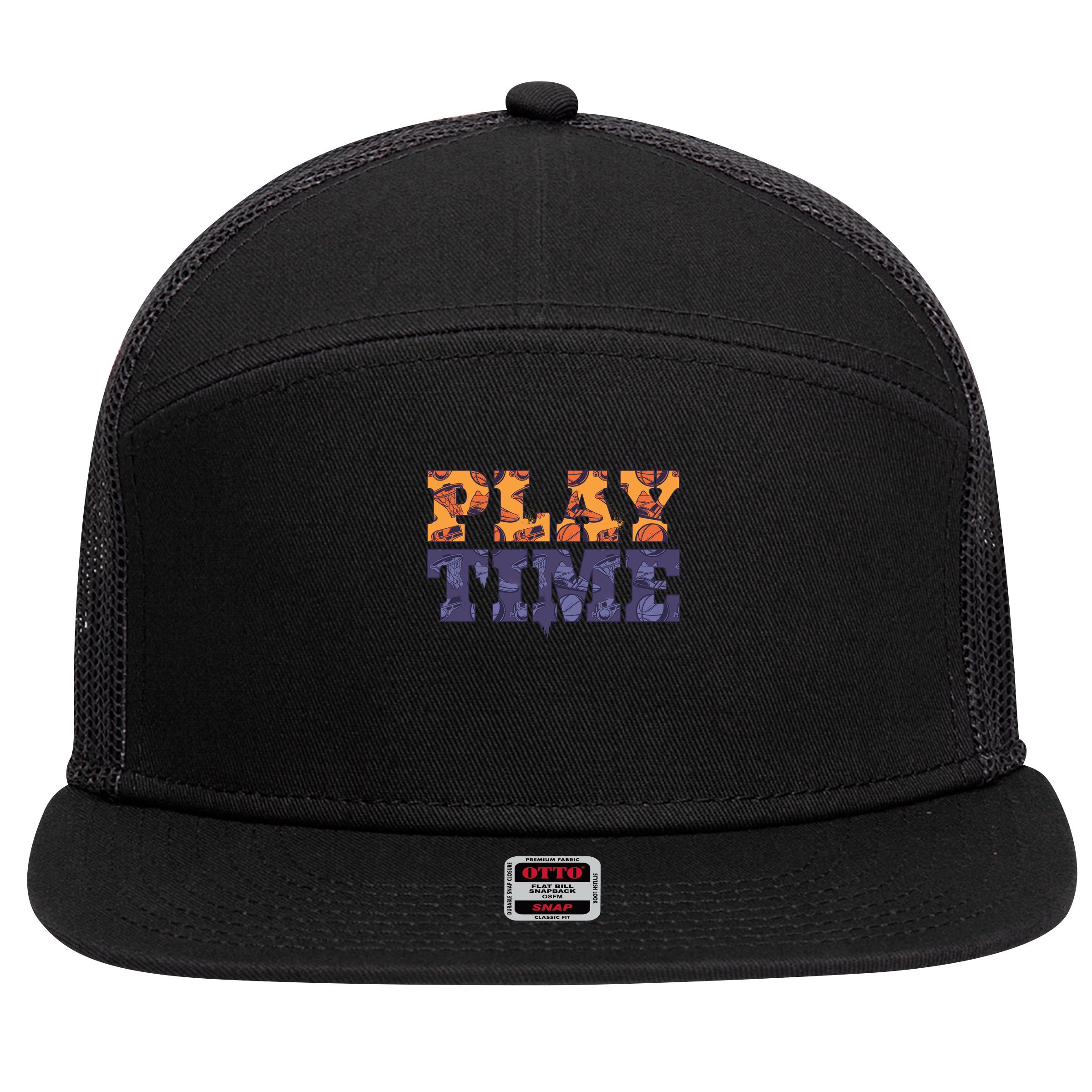 Play Time Basketball 7 Panel Mesh Trucker Snapback Hat