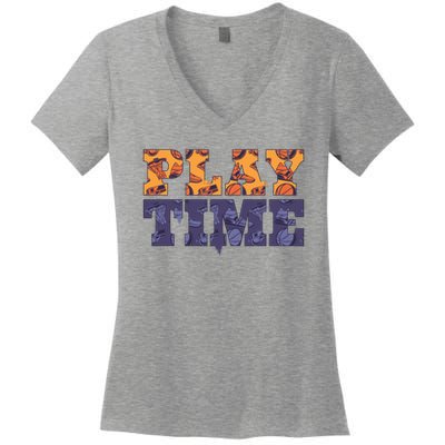 Play Time Basketball Women's V-Neck T-Shirt