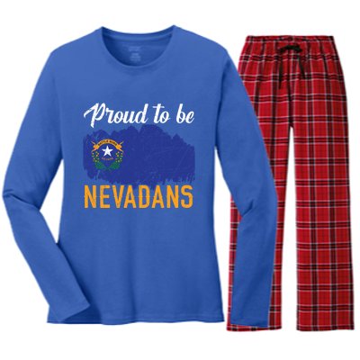 Proud To Be Nevadans Usa America Nevadians I Love Nevada Cool Gift Women's Long Sleeve Flannel Pajama Set 