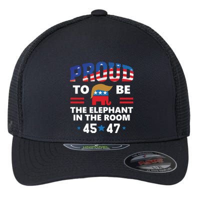 Proud To Be The Elephant In Room Pro Trump 24 White Elephant Flexfit Unipanel Trucker Cap