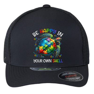 Puzzle Turtle Be Happy In Your Own Shell Autism Awareness Flexfit Unipanel Trucker Cap