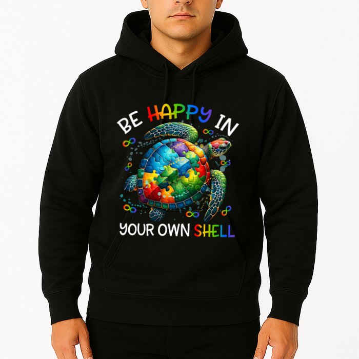 Puzzle Turtle Be Happy In Your Own Shell Autism Awareness Hoodie