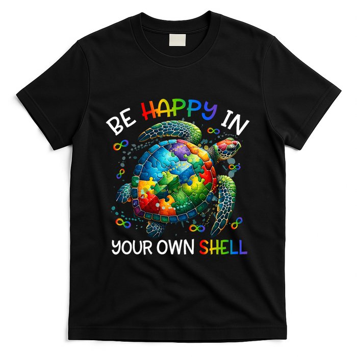 Puzzle Turtle Be Happy In Your Own Shell Autism Awareness T-Shirt