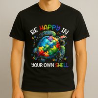 Puzzle Turtle Be Happy In Your Own Shell Autism Awareness T-Shirt