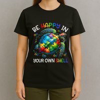 Puzzle Turtle Be Happy In Your Own Shell Autism Awareness T-Shirt