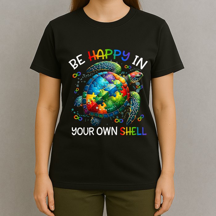 Puzzle Turtle Be Happy In Your Own Shell Autism Awareness T-Shirt