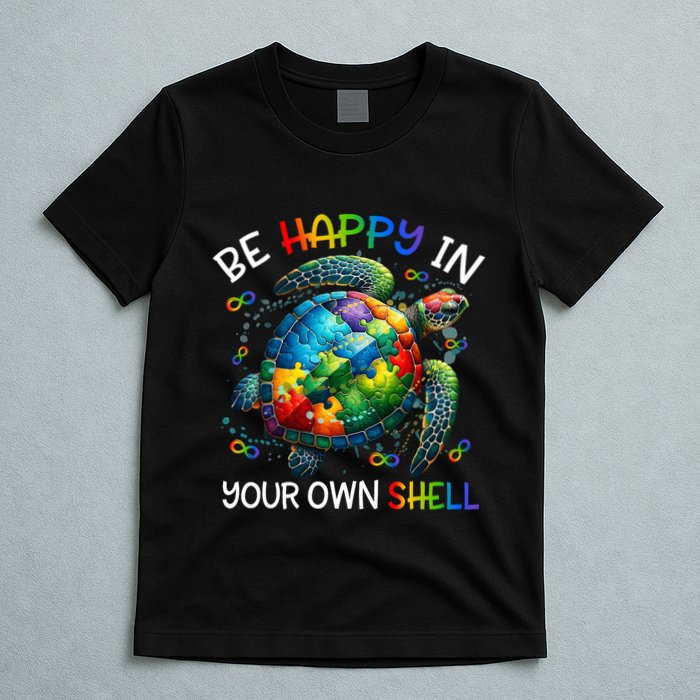 Puzzle Turtle Be Happy In Your Own Shell Autism Awareness T-Shirt