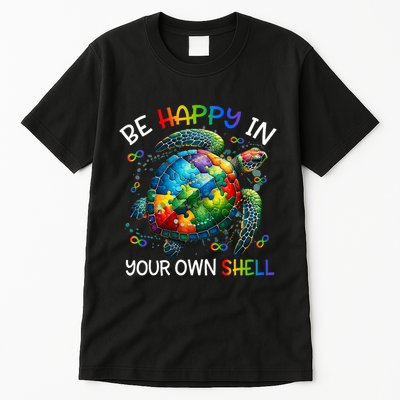 Puzzle Turtle Be Happy In Your Own Shell Autism Awareness Tall T-Shirt