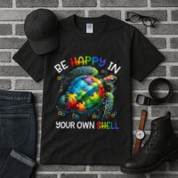 Puzzle Turtle Be Happy In Your Own Shell Autism Awareness Tall T-Shirt