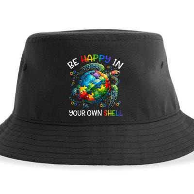 Puzzle Turtle Be Happy In Your Own Shell Autism Awareness Sustainable Bucket Hat