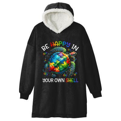 Puzzle Turtle Be Happy In Your Own Shell Autism Awareness Hooded Wearable Blanket