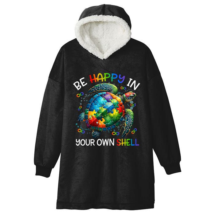 Puzzle Turtle Be Happy In Your Own Shell Autism Awareness Hooded Wearable Blanket