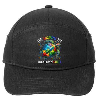 Puzzle Turtle Be Happy In Your Own Shell Autism Awareness 7-Panel Snapback Hat