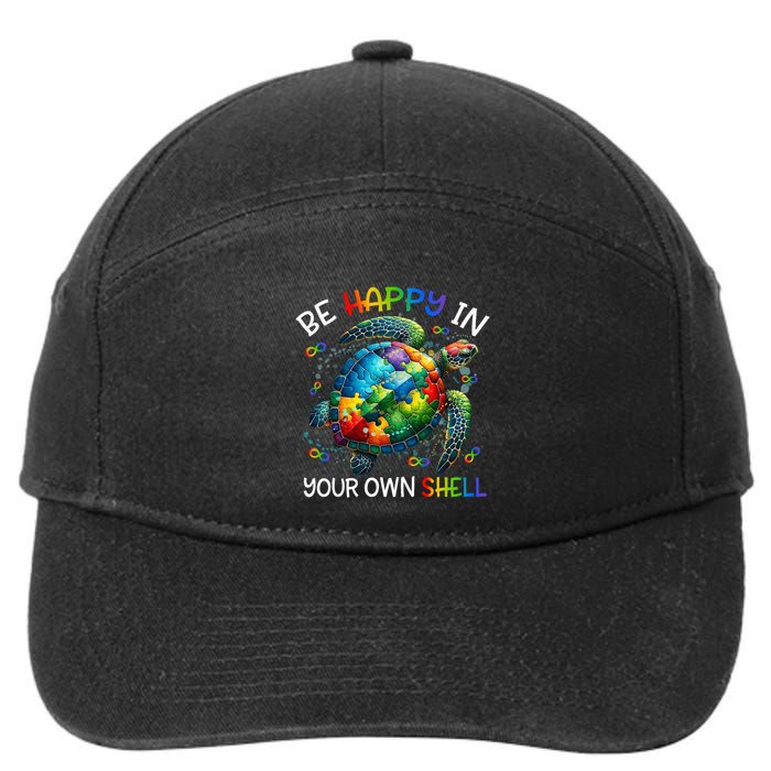 Puzzle Turtle Be Happy In Your Own Shell Autism Awareness 7-Panel Snapback Hat