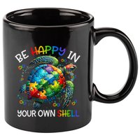 Puzzle Turtle Be Happy In Your Own Shell Autism Awareness 11oz C Handle Ceramic Mug