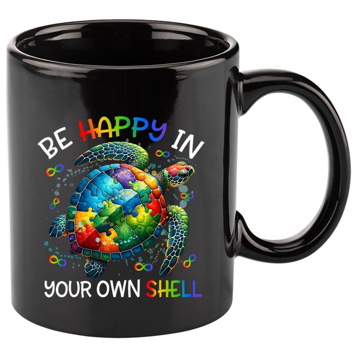 Puzzle Turtle Be Happy In Your Own Shell Autism Awareness 11oz C Handle Ceramic Mug