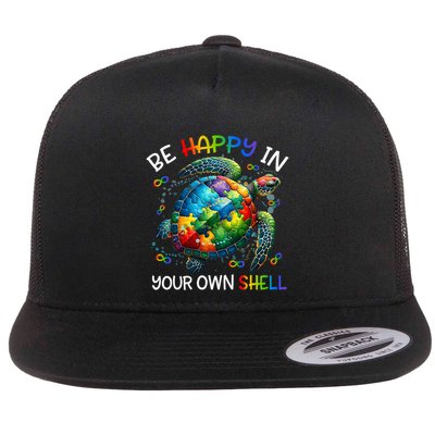 Puzzle Turtle Be Happy In Your Own Shell Autism Awareness Flatbill Hat