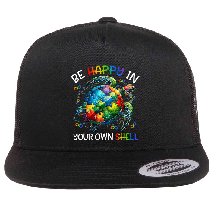 Puzzle Turtle Be Happy In Your Own Shell Autism Awareness Flatbill Hat