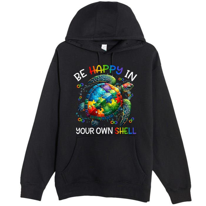 Puzzle Turtle Be Happy In Your Own Shell Autism Awareness Premium Pullover Hoodie