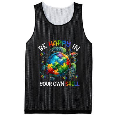Puzzle Turtle Be Happy In Your Own Shell Autism Awareness Mesh Reversible Basketball Jersey Tank