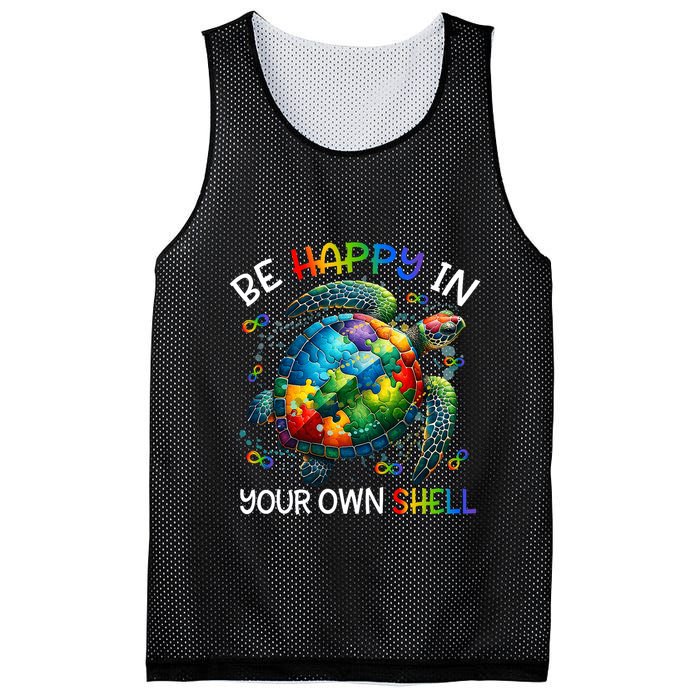 Puzzle Turtle Be Happy In Your Own Shell Autism Awareness Mesh Reversible Basketball Jersey Tank