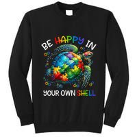 Puzzle Turtle Be Happy In Your Own Shell Autism Awareness Tall Sweatshirt