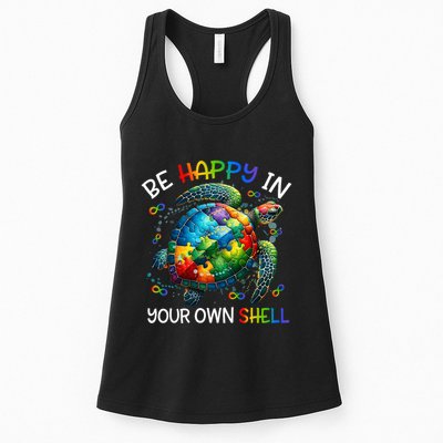 Puzzle Turtle Be Happy In Your Own Shell Autism Awareness Womens Tank Top