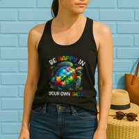 Puzzle Turtle Be Happy In Your Own Shell Autism Awareness Womens Tank Top