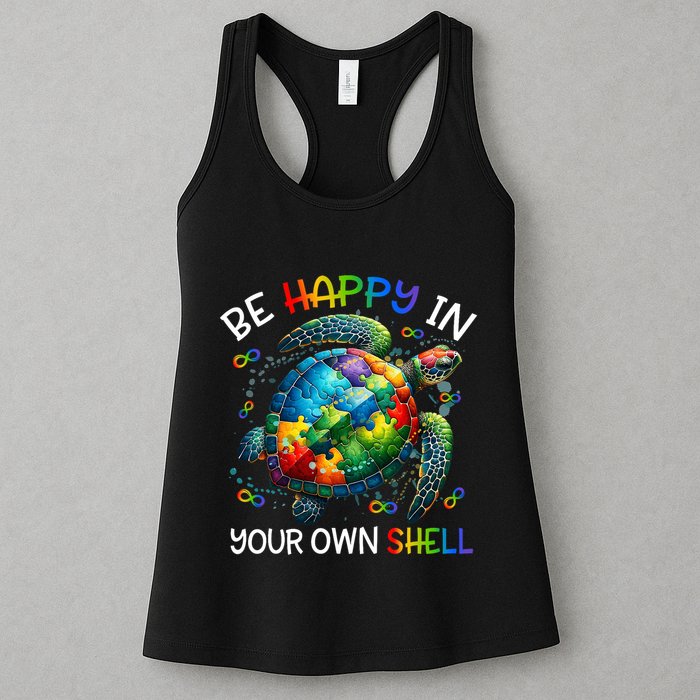 Puzzle Turtle Be Happy In Your Own Shell Autism Awareness Womens Tank Top
