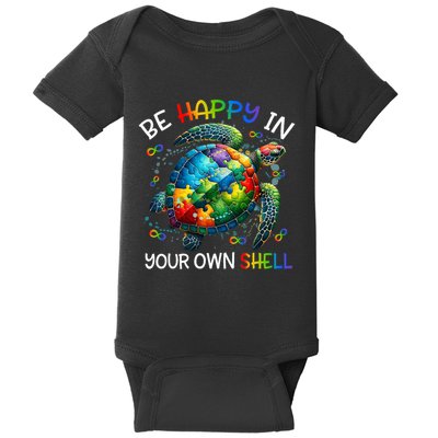 Puzzle Turtle Be Happy In Your Own Shell Autism Awareness Baby Bodysuit