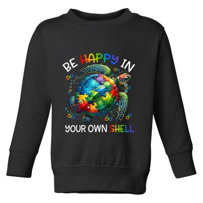 Puzzle Turtle Be Happy In Your Own Shell Autism Awareness Toddler Sweatshirt