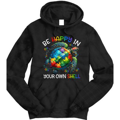 Puzzle Turtle Be Happy In Your Own Shell Autism Awareness Tie Dye Hoodie
