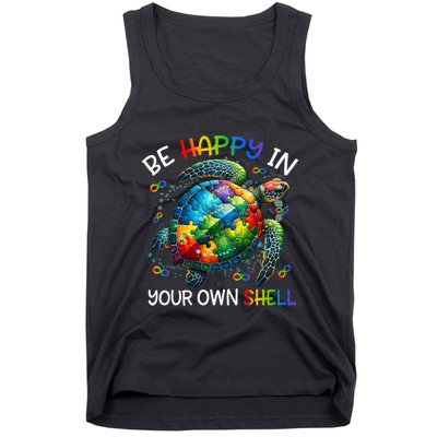 Puzzle Turtle Be Happy In Your Own Shell Autism Awareness Tank Top