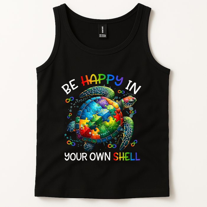 Puzzle Turtle Be Happy In Your Own Shell Autism Awareness Tank Top