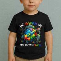 Puzzle Turtle Be Happy In Your Own Shell Autism Awareness Toddler T-Shirt