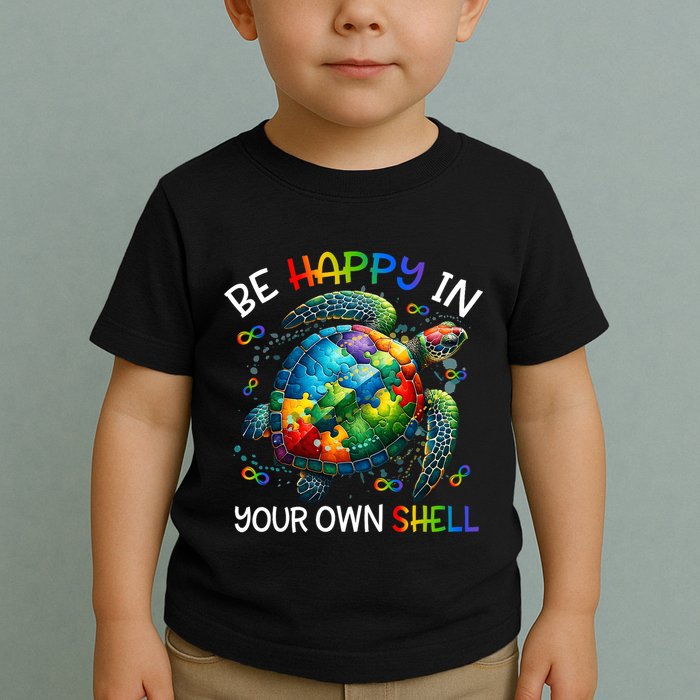 Puzzle Turtle Be Happy In Your Own Shell Autism Awareness Toddler T-Shirt