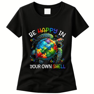Puzzle Turtle Be Happy In Your Own Shell Autism Awareness Womens T-Shirt