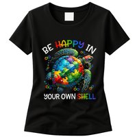 Puzzle Turtle Be Happy In Your Own Shell Autism Awareness Womens T-Shirt