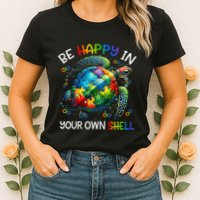Puzzle Turtle Be Happy In Your Own Shell Autism Awareness Womens T-Shirt