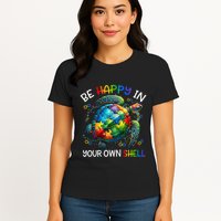 Puzzle Turtle Be Happy In Your Own Shell Autism Awareness Womens T-Shirt