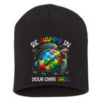 Puzzle Turtle Be Happy In Your Own Shell Autism Awareness Short Acrylic Beanie