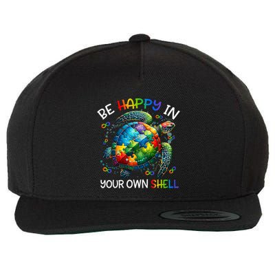 Puzzle Turtle Be Happy In Your Own Shell Autism Awareness Wool Snapback Cap