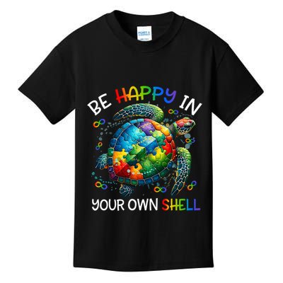 Puzzle Turtle Be Happy In Your Own Shell Autism Awareness Kids T-Shirt