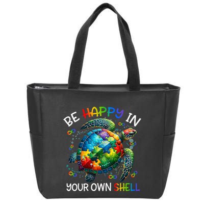 Puzzle Turtle Be Happy In Your Own Shell Autism Awareness Zip Tote Bag
