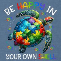 Puzzle Turtle Be Happy In Your Own Shell Autism Awareness Garment-Dyed Sweatshirt