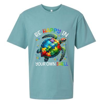Puzzle Turtle Be Happy In Your Own Shell Autism Awareness Sueded Cloud Jersey T-Shirt