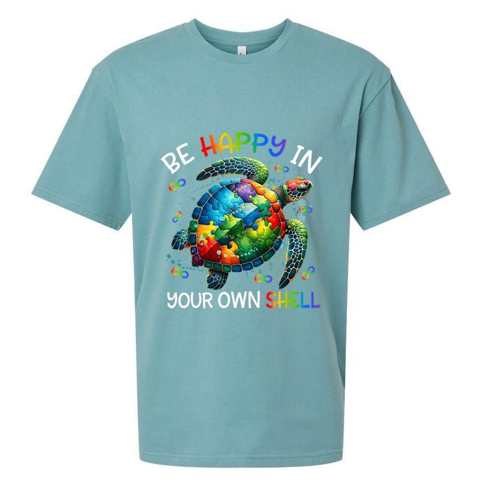 Puzzle Turtle Be Happy In Your Own Shell Autism Awareness Sueded Cloud Jersey T-Shirt