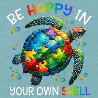 Puzzle Turtle Be Happy In Your Own Shell Autism Awareness Sueded Cloud Jersey T-Shirt